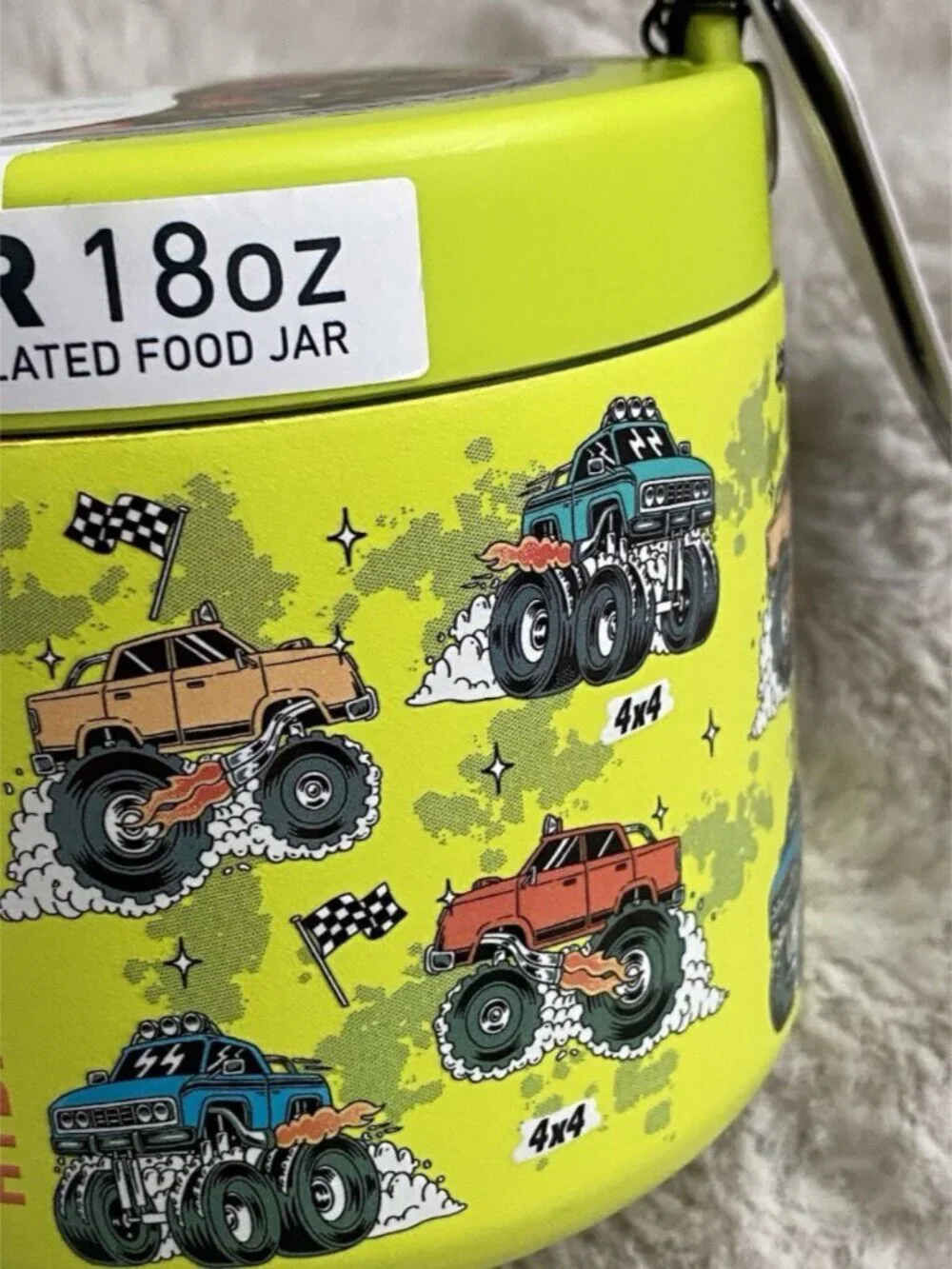 HYDRAPEAK‎ 18 Oz Neon Green Monster Truck Food Jar Insulated Stainless Steel NEW